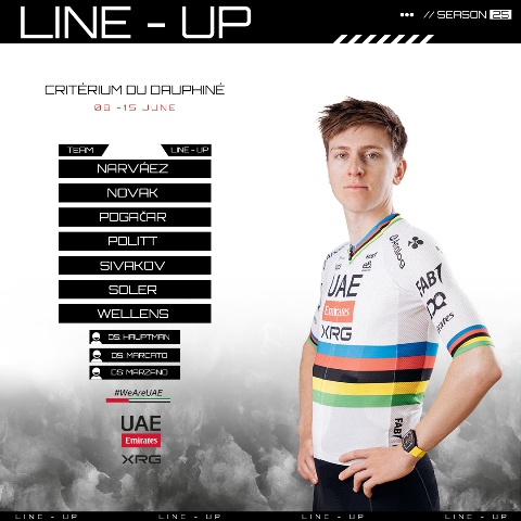 Тадей Погачар возглавит команду UAE Team Emirates XRG на Criterium du Dauphine-2025
